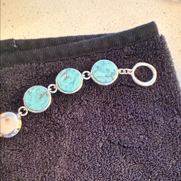 Robert Lee Morris Silver Bracelet with Turquoise Accents - Picture 4 of 5